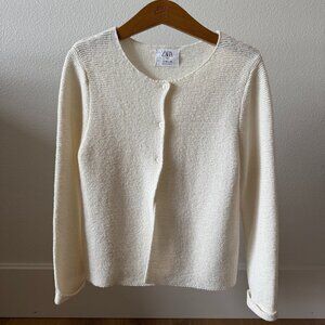Zara Girls Cream Pearl Button Cardigan Sweater – Size 10 Feminine Holiday Knit